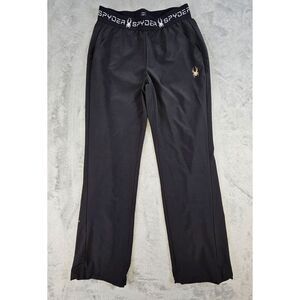 Spyder Track Pants Women's Small Black‎ Spellout Waistband Activewear Athleisure